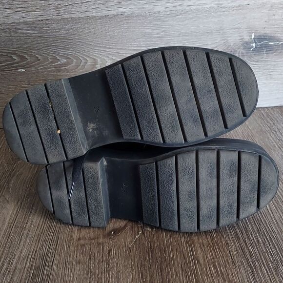 H&M Black Faux Leather Combat Style Lace Up/ Zip Platform Boots Sz 5 (37 EU) - Picture 8 of 9